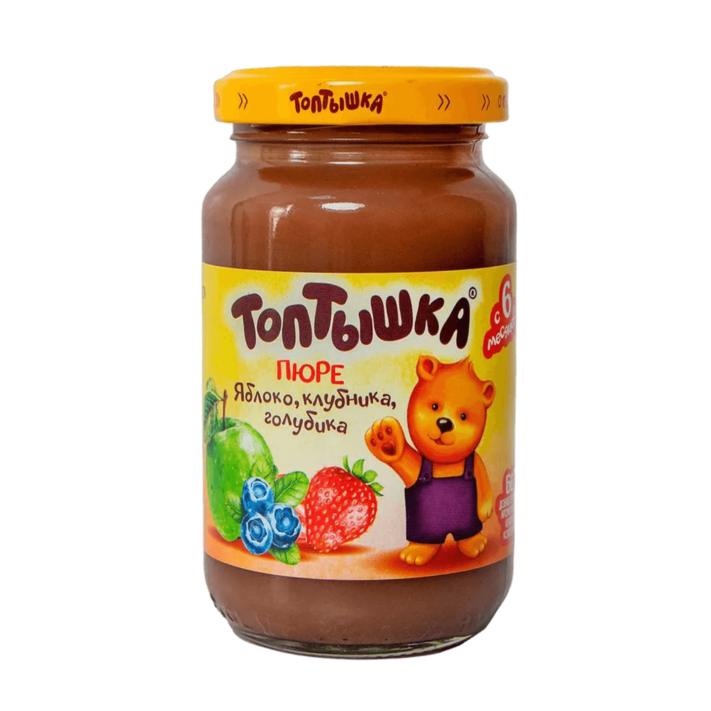 Пюре «Топтышка» яблоко-клубника-голубика с 6 месяцев