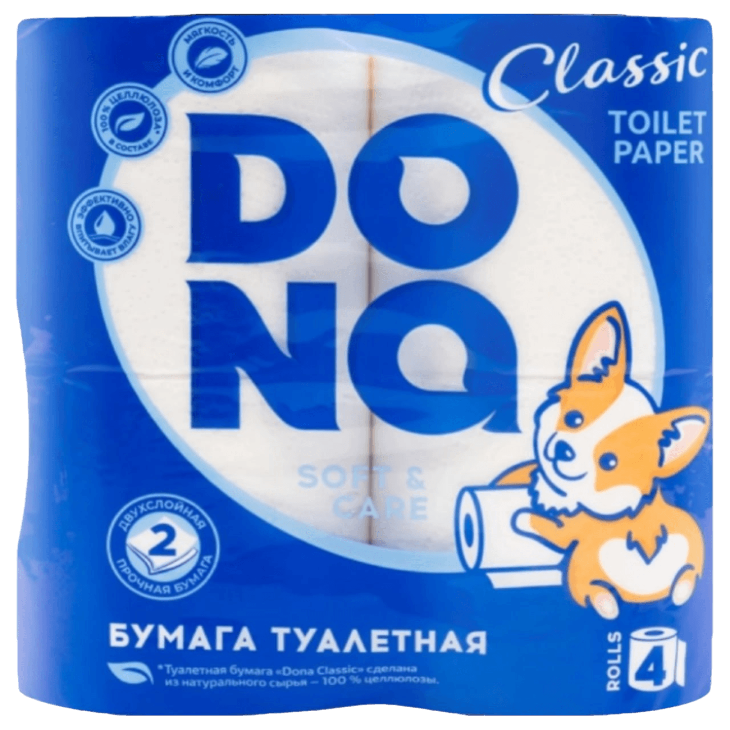 Туалетная бумага «DONA» Classic  2-х слойная