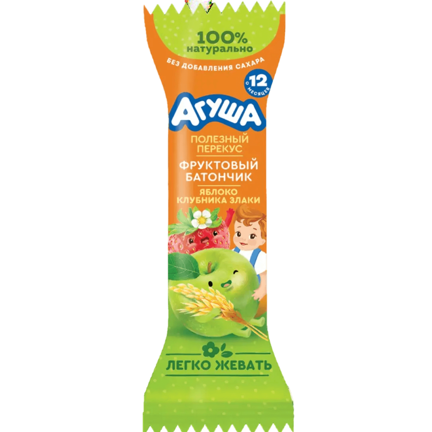 Батончик фруктовый «Агуша» яблоко-клубника-злаки