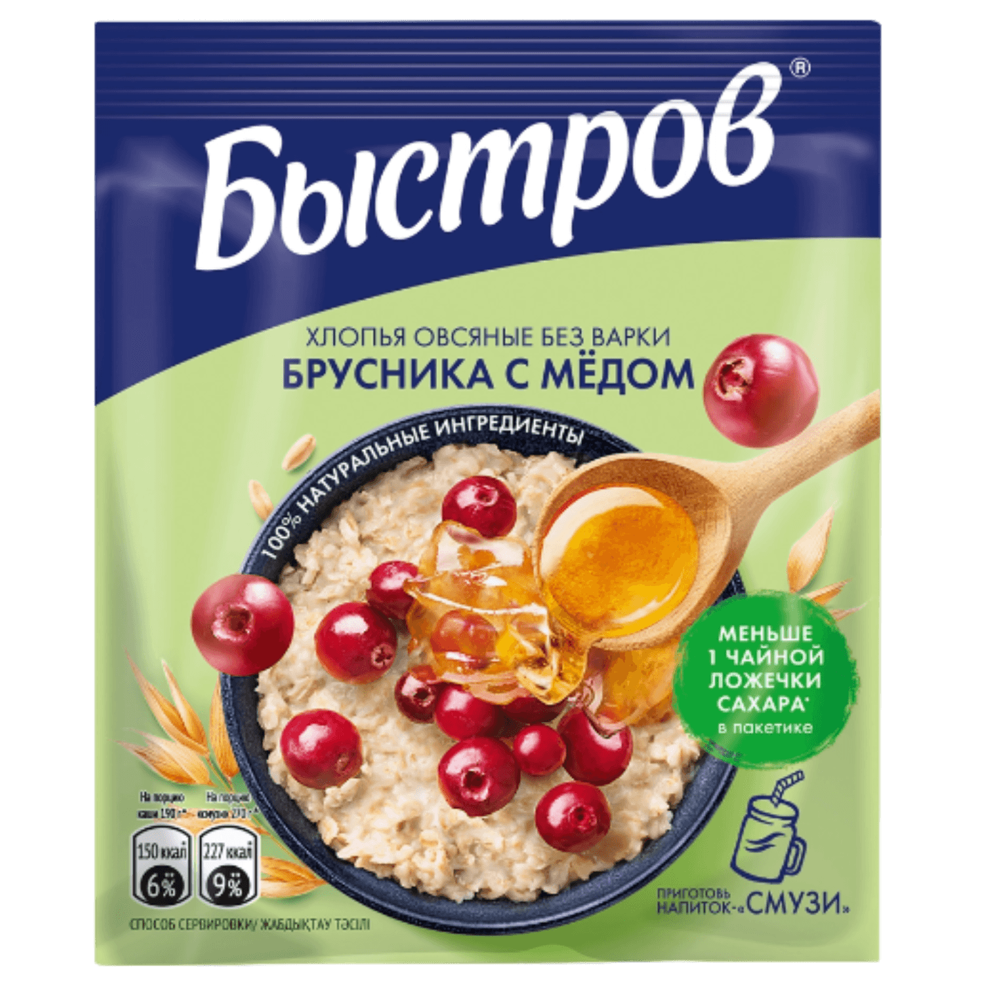 Хлопья овсяные «Быстров» брусника с медом