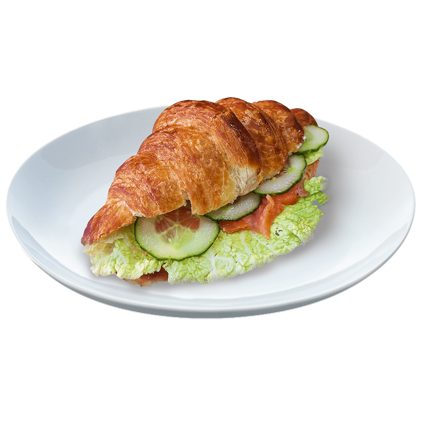 Круассан с красной рыбой и мягким сыром
