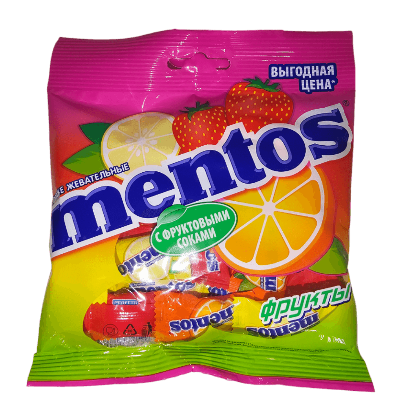 Драже жевательные «Mentos» с фруктовыми соками