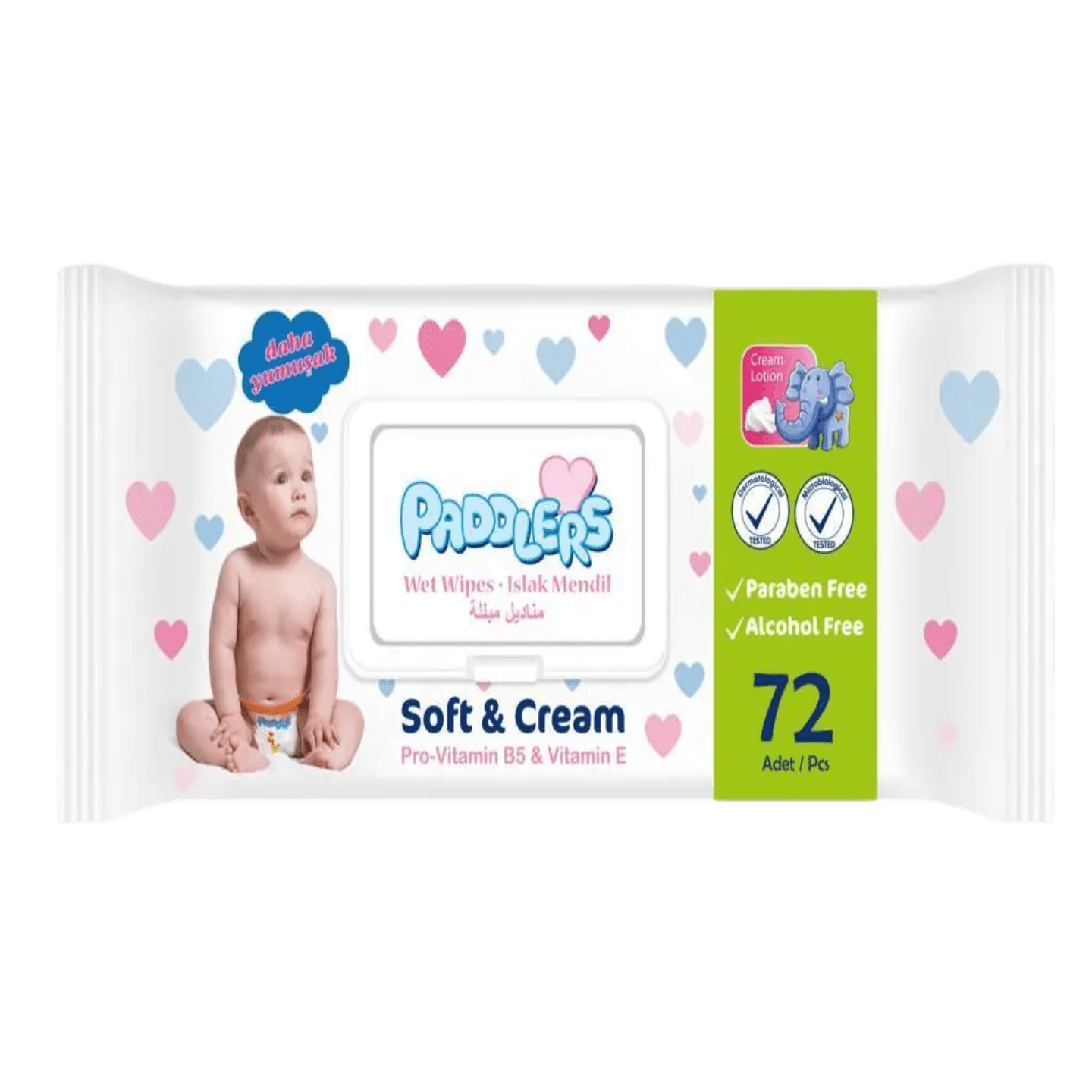 Салфетки влажные «Paddlers soft & cream» 72 шт