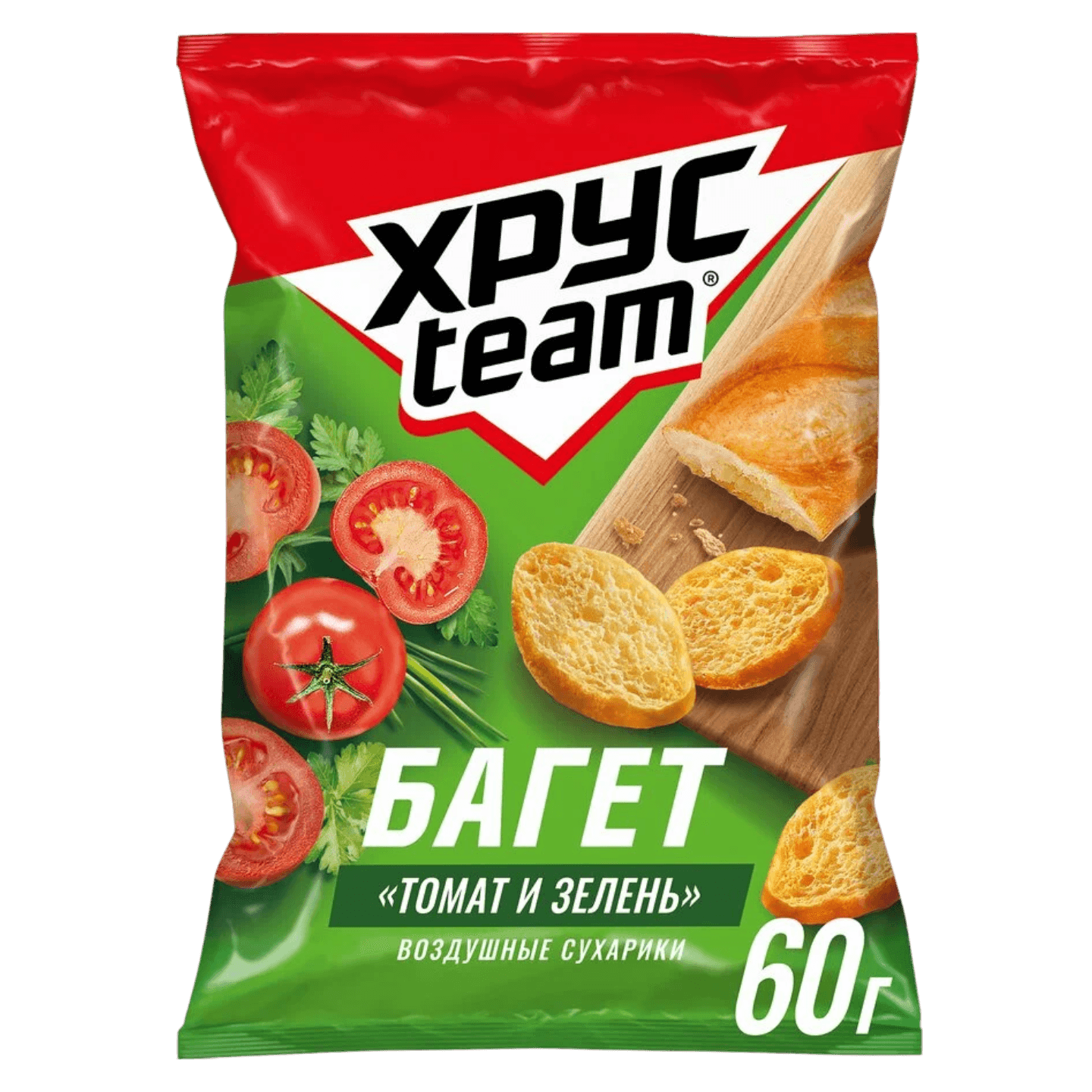 Сухарики пшеничные «Хрустteam Багет» томат и зелень