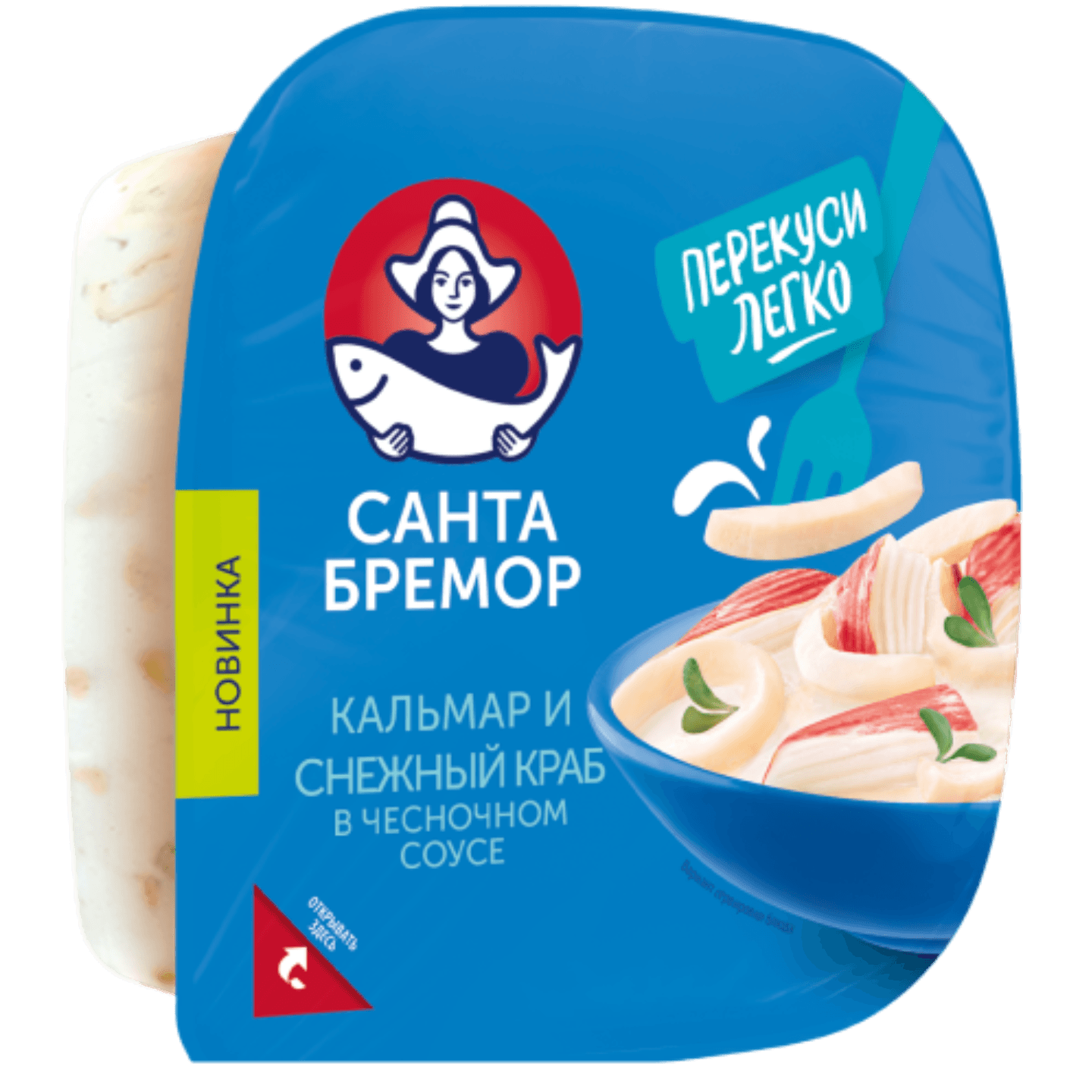 Салат «Санта Бремор» кальмар-снежный краб-чесночный соус - Мир Продуктов №3