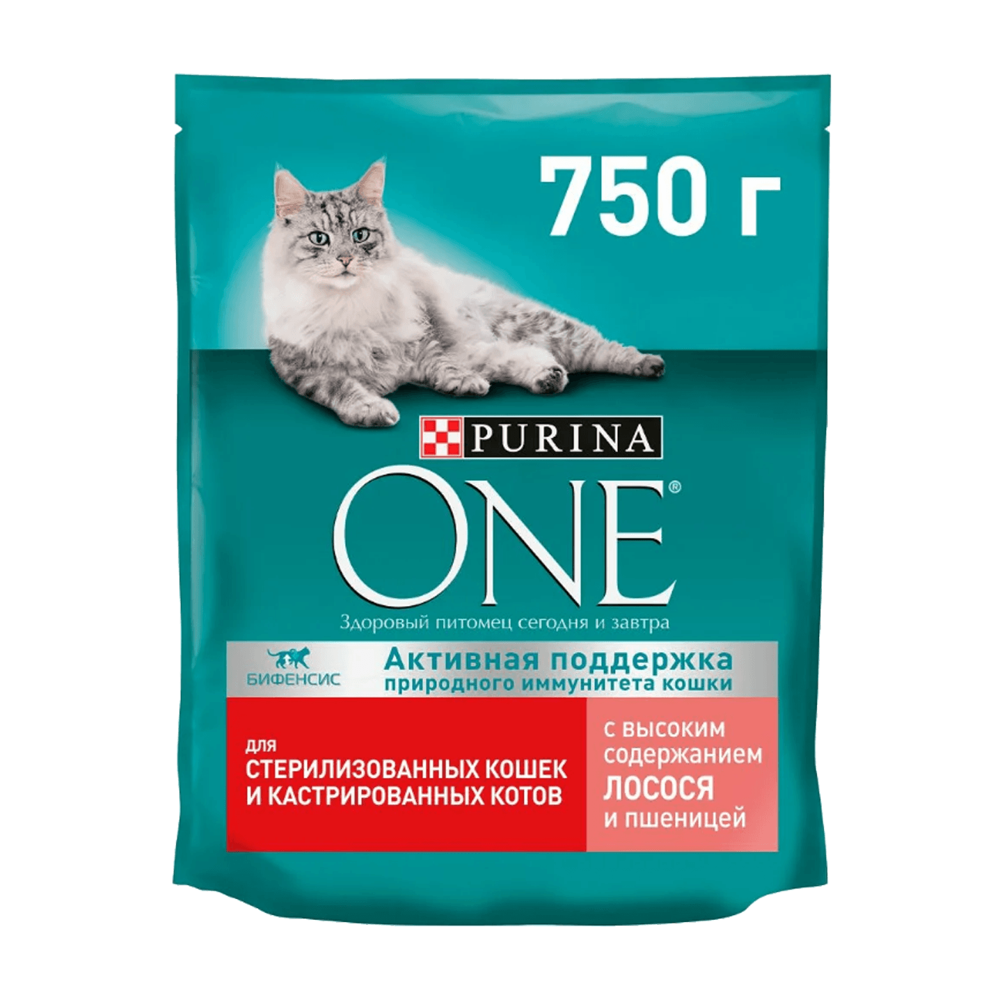 Корм для стерилизованных кошек и кастрированных котов «Purina One» с лососем и пшеницей