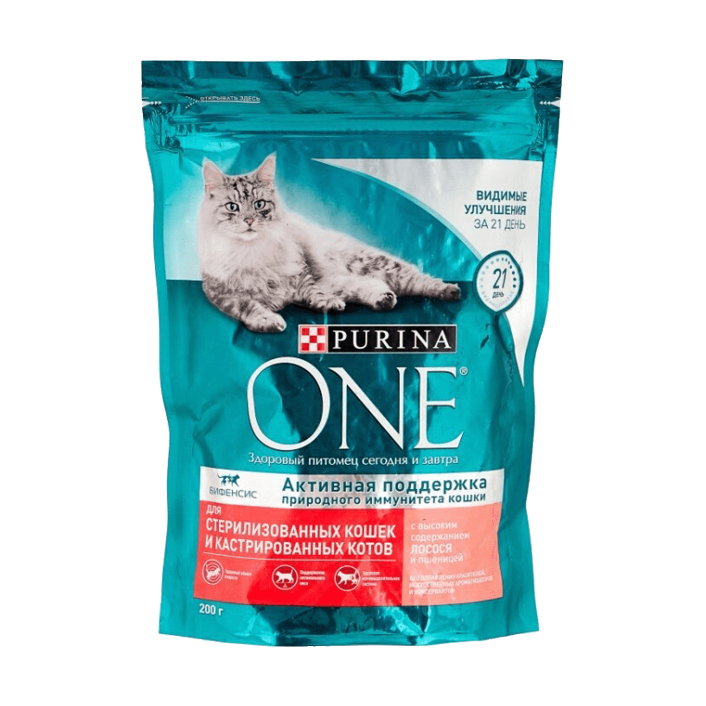 Корм для кошек и котов «Purina One» с лососем и пшеницей