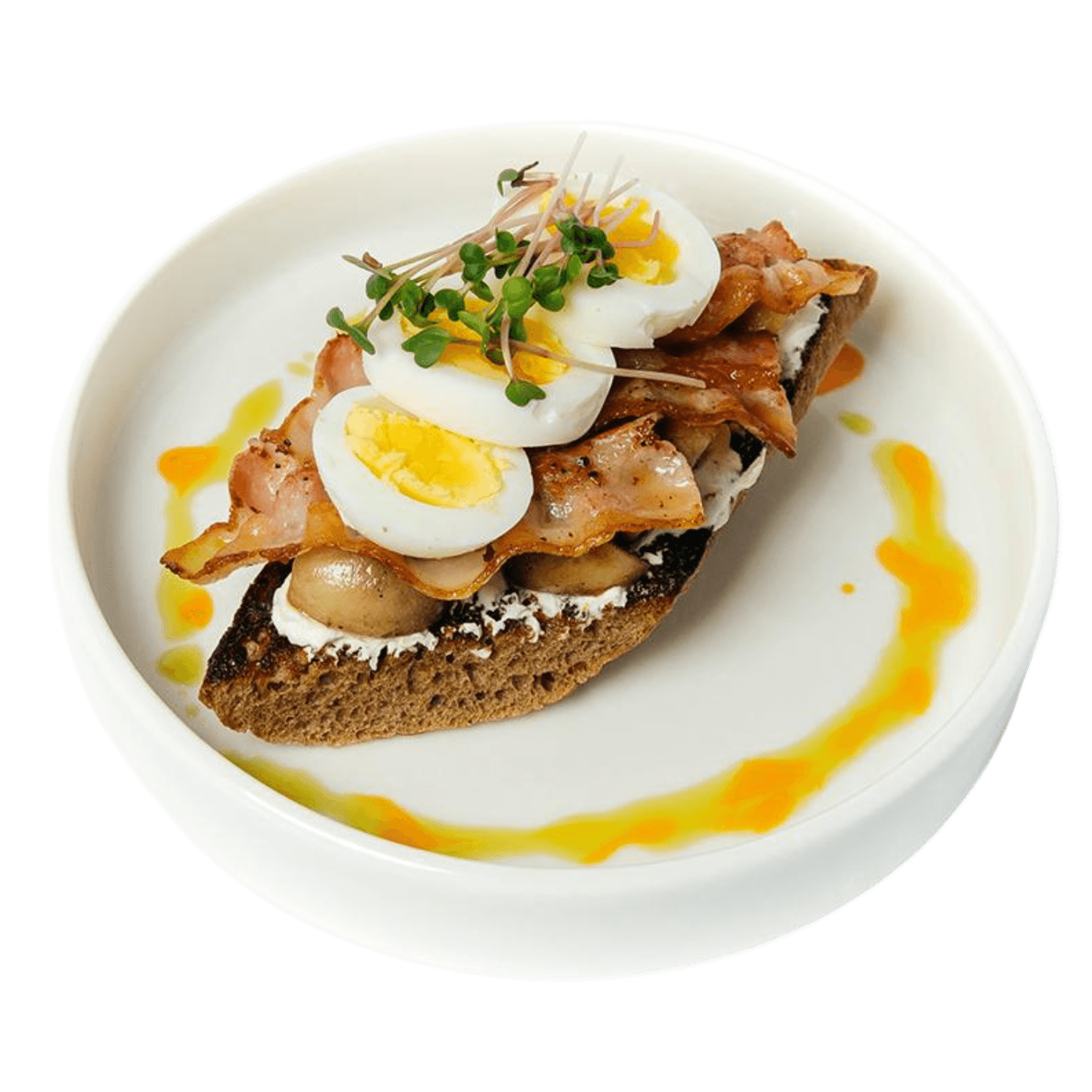 Тост с беконом и грибами