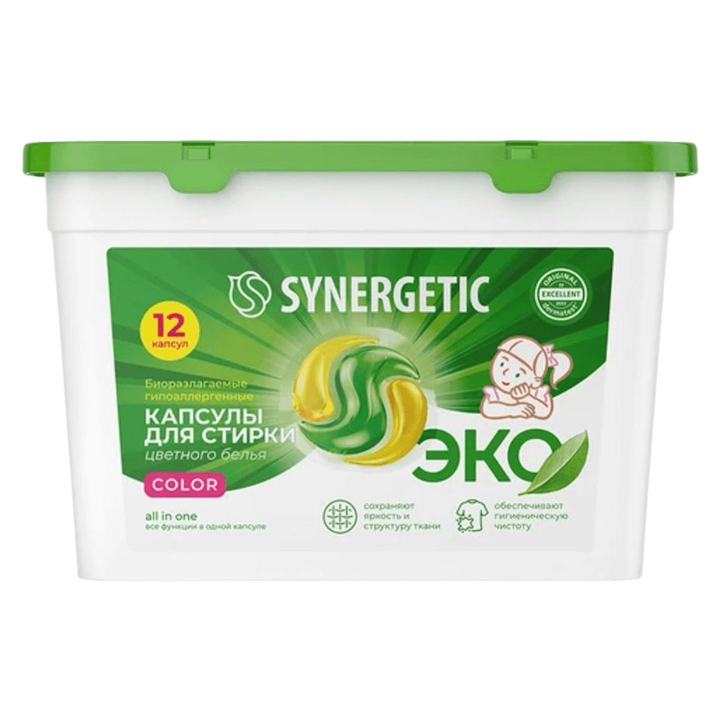 Капсулы для стирки «Synergetic» Color 12шт