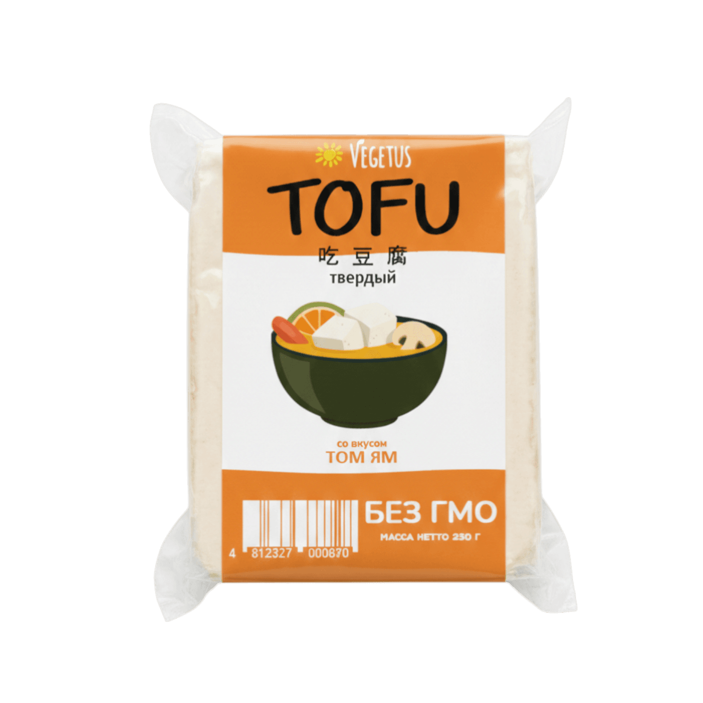 Продукт соевый  «Тофу твердый»  со вкусом «Том Ям» «VEGETUS» 