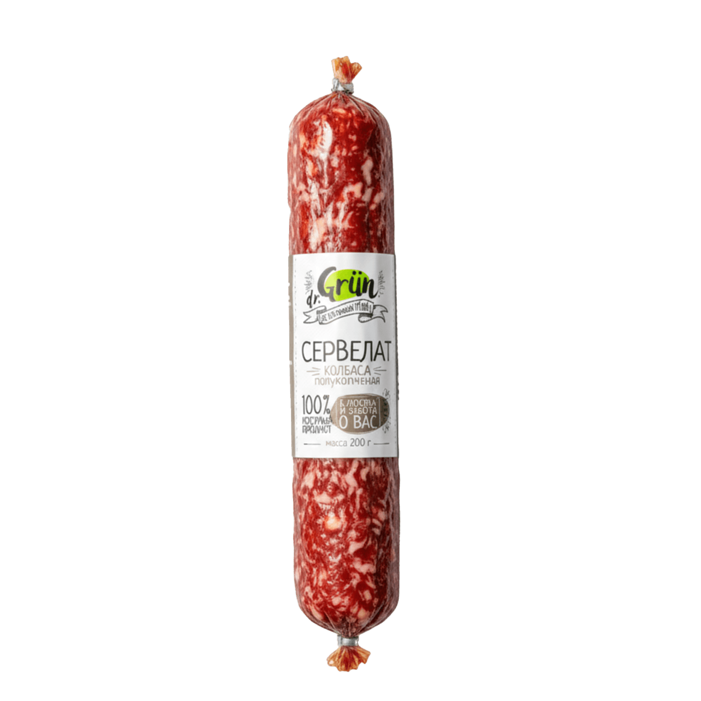 Продукт растительный растительный Колбаса полукопченая «Сервелат» «Dr. Grün»