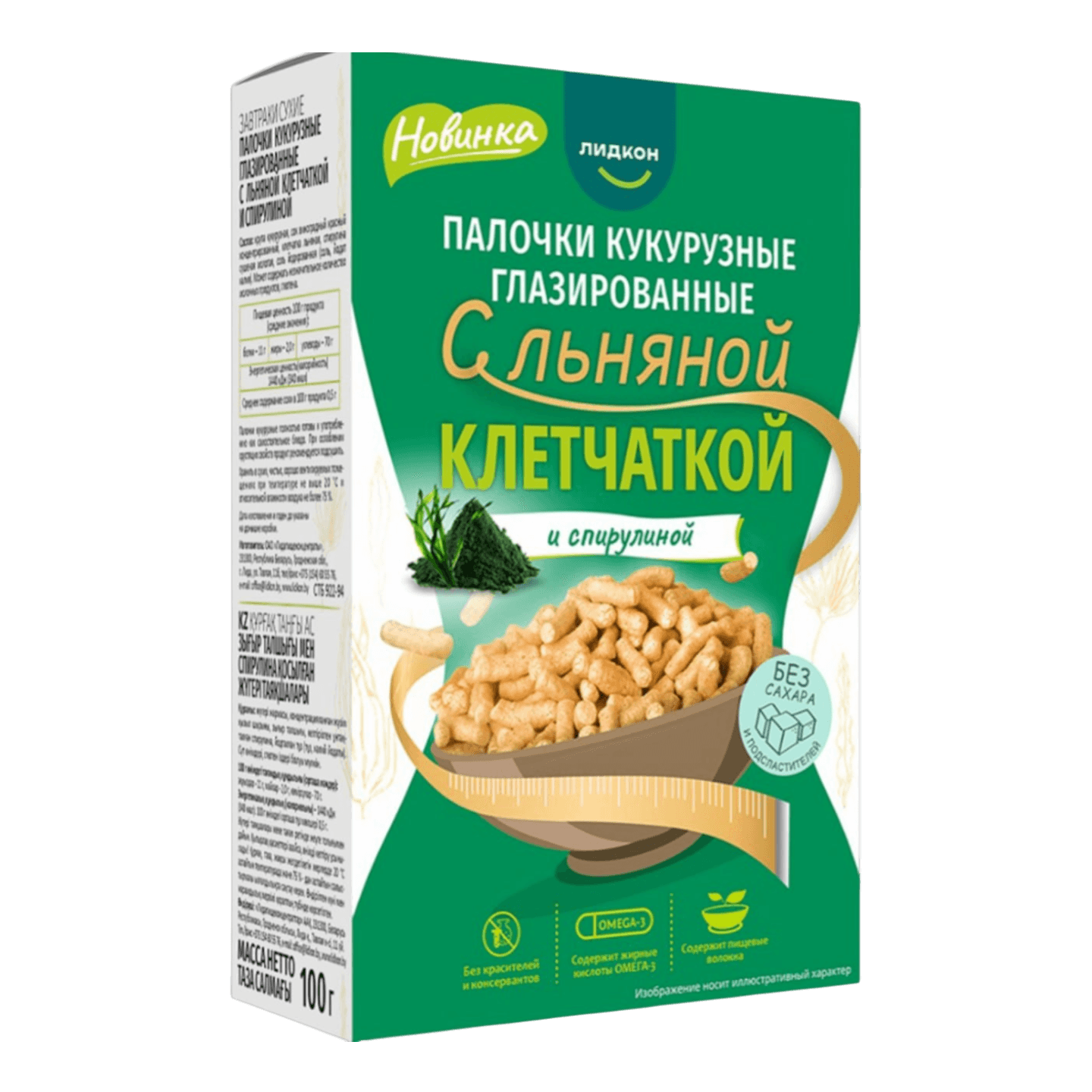 Кукурузные палочки «Лидкон» с льняной клетчаткой и спирулиной