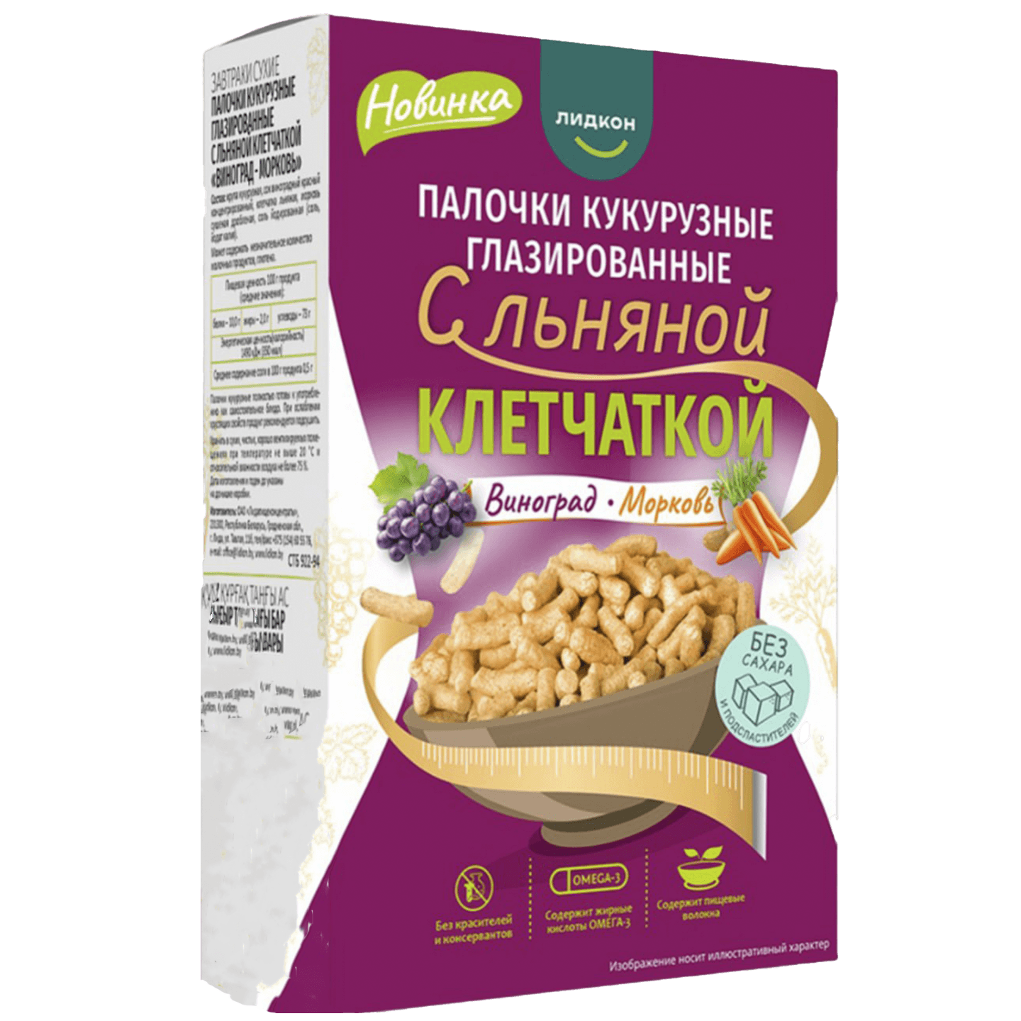 Кукурузные палочки «Лидкон» с льняной клетчаткой виноград-морковь 