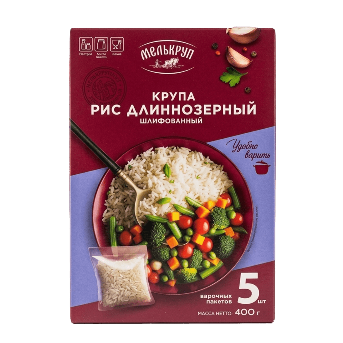 Крупа «Мелькруп» рис шлифованный длиннозерный