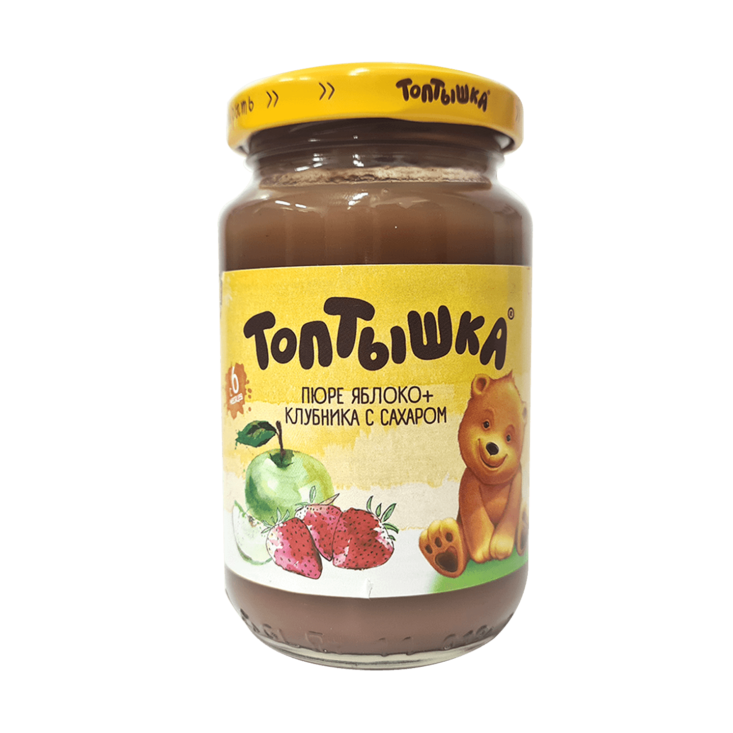 Пюре «Топтышка» яблоко-клубника с сахаром с 6 месяцев