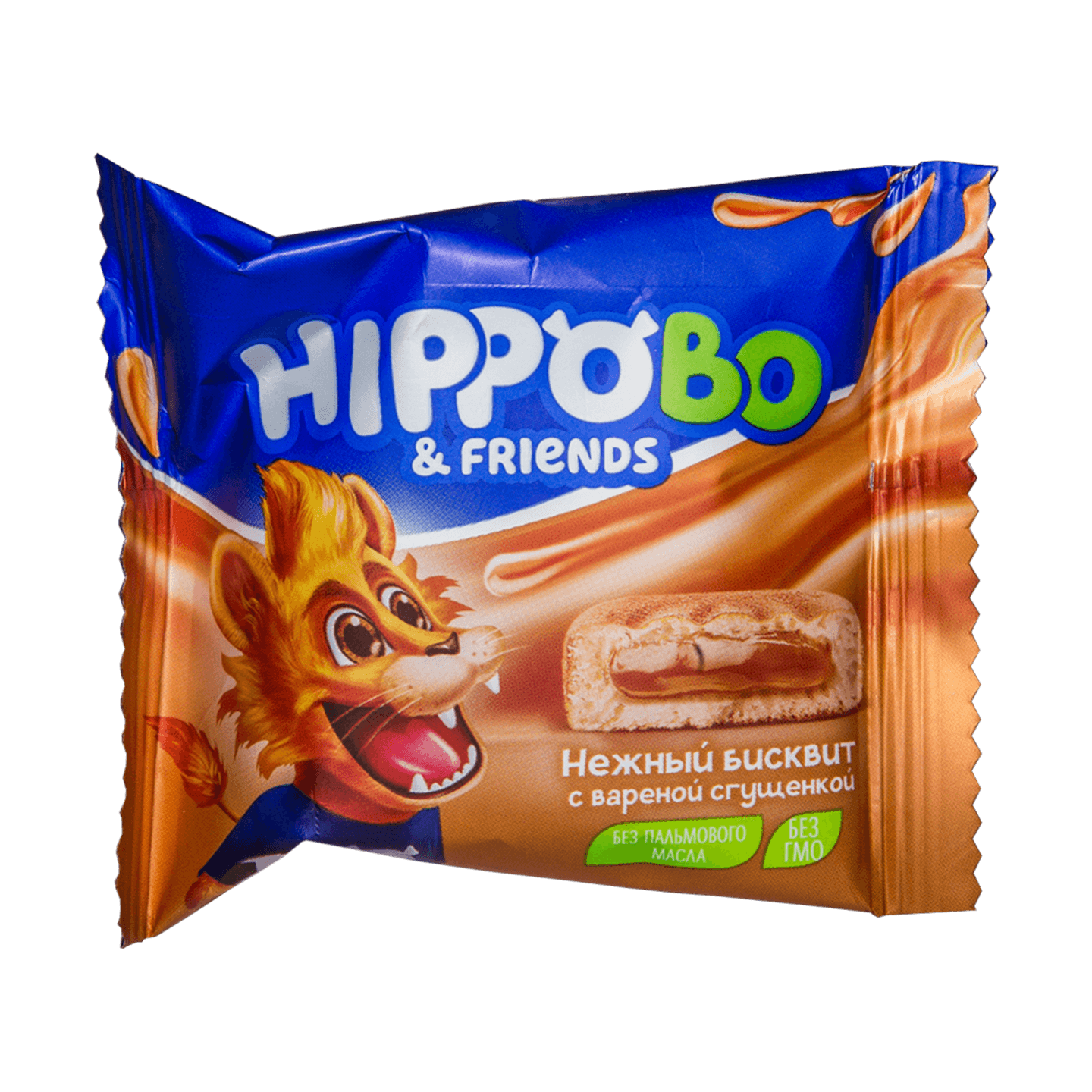 Пирожное бисквитное «Hippo Bo&Friends» с вареной сгущенкой