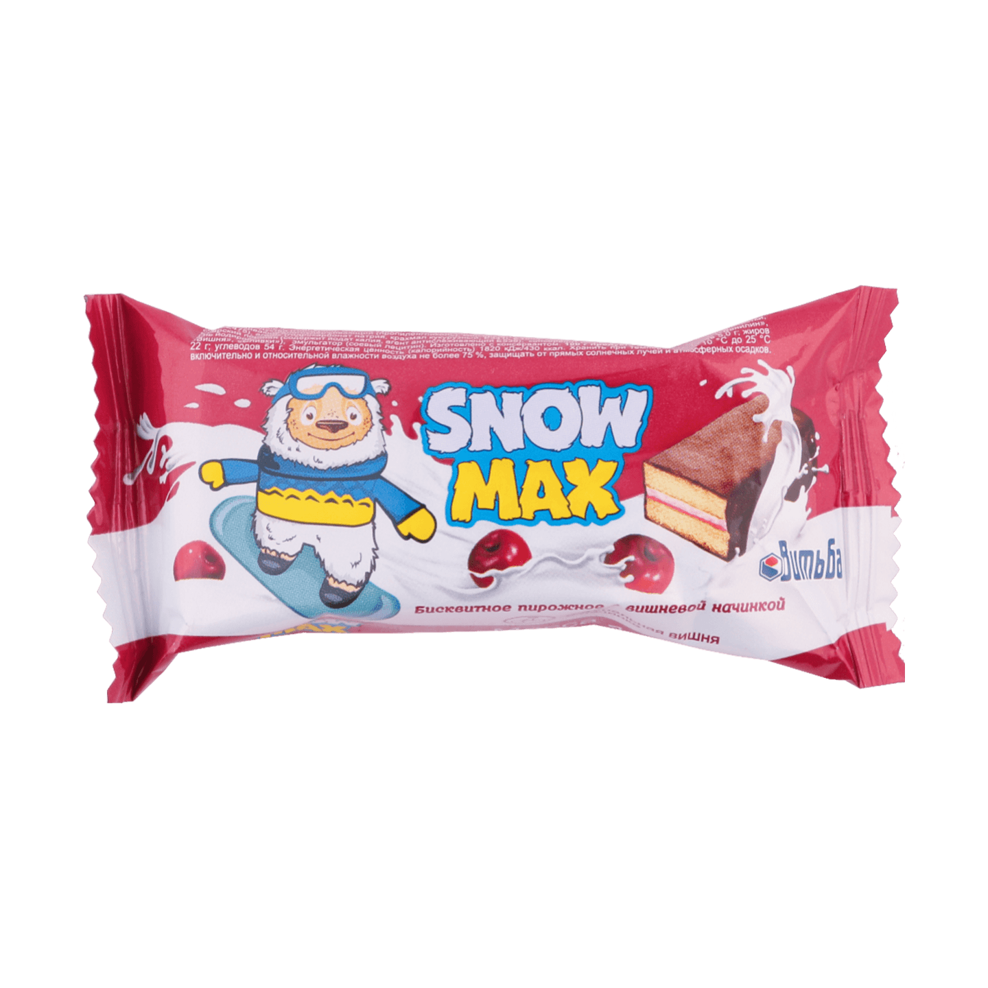Бисквитное пирожное «Snow Max» с вишневой начинкой