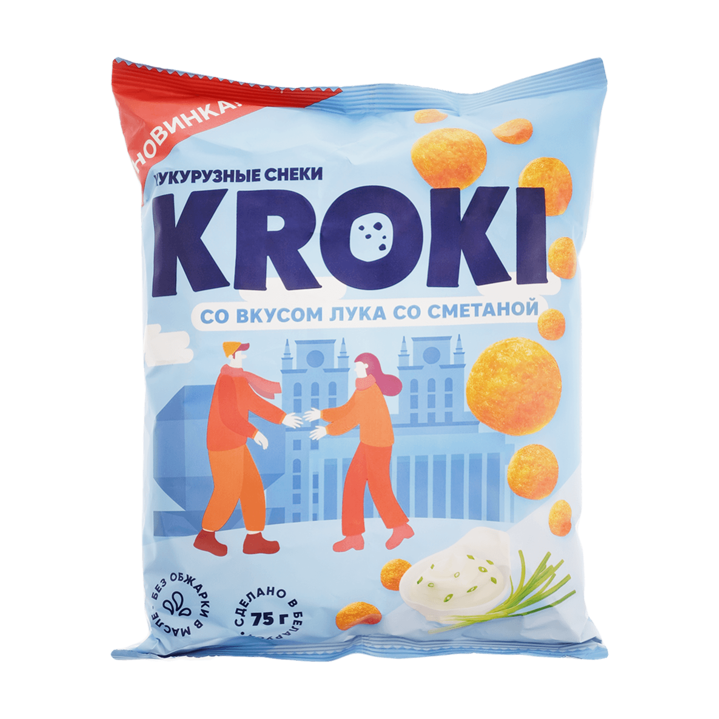 Снеки кукурузные «Kroki» со вкусом лука и сметаны