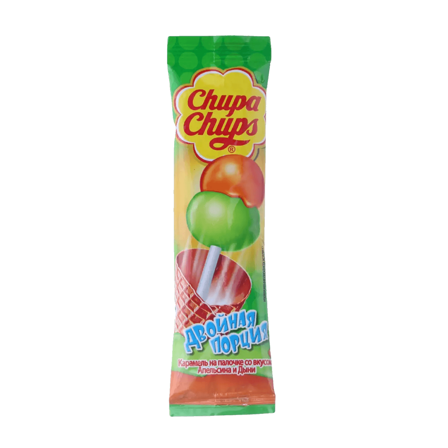 Карамель «Chupa Chups Двойная порция» апельсин-дыня