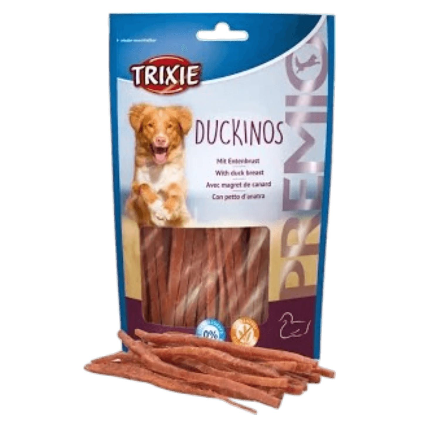 Лакомство «TRIXIE PREMIO Duckinos» для собак соломка, с утиной грудкой, без глютена и сахара