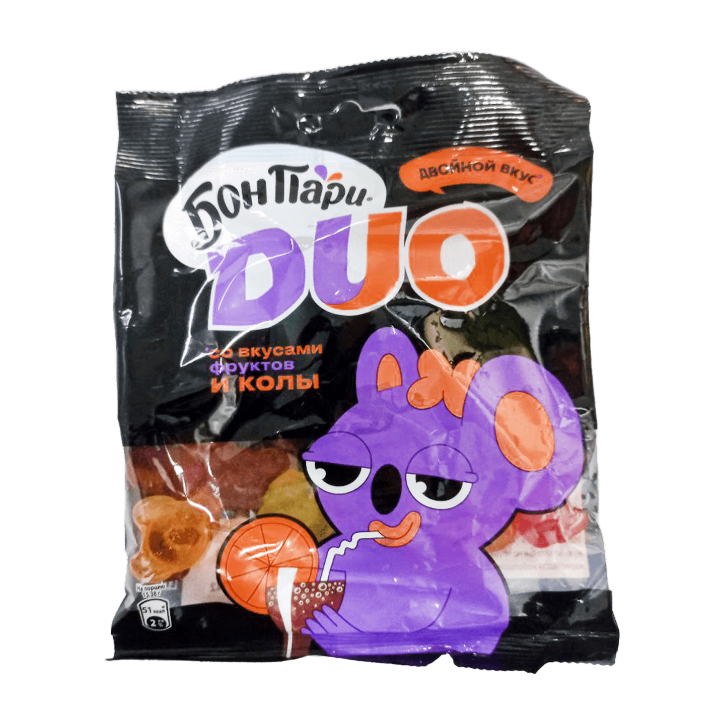 Мармелад жевательный «Бон Пари DUO» вкус фруктов и колы