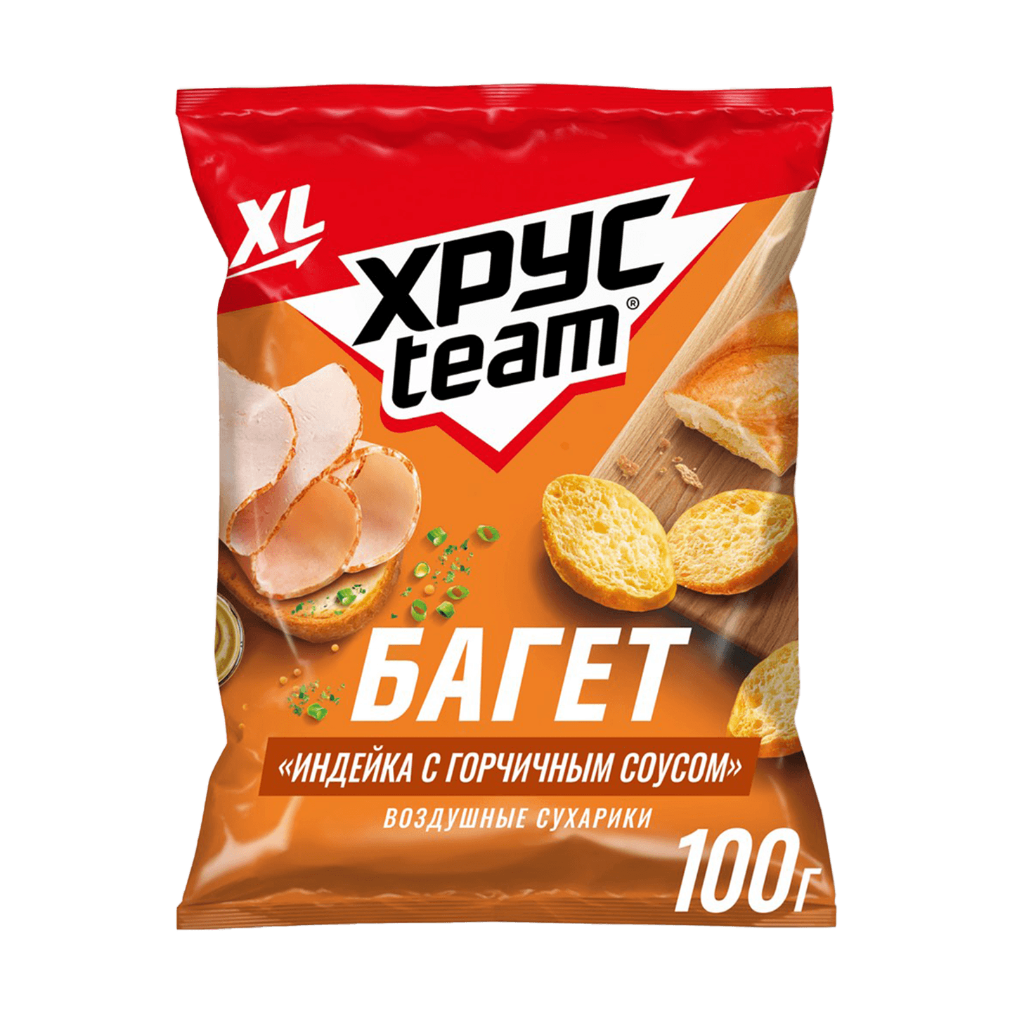 Сухарики пшеничные «Хрусteam Багет» индейка с горчичным соусом