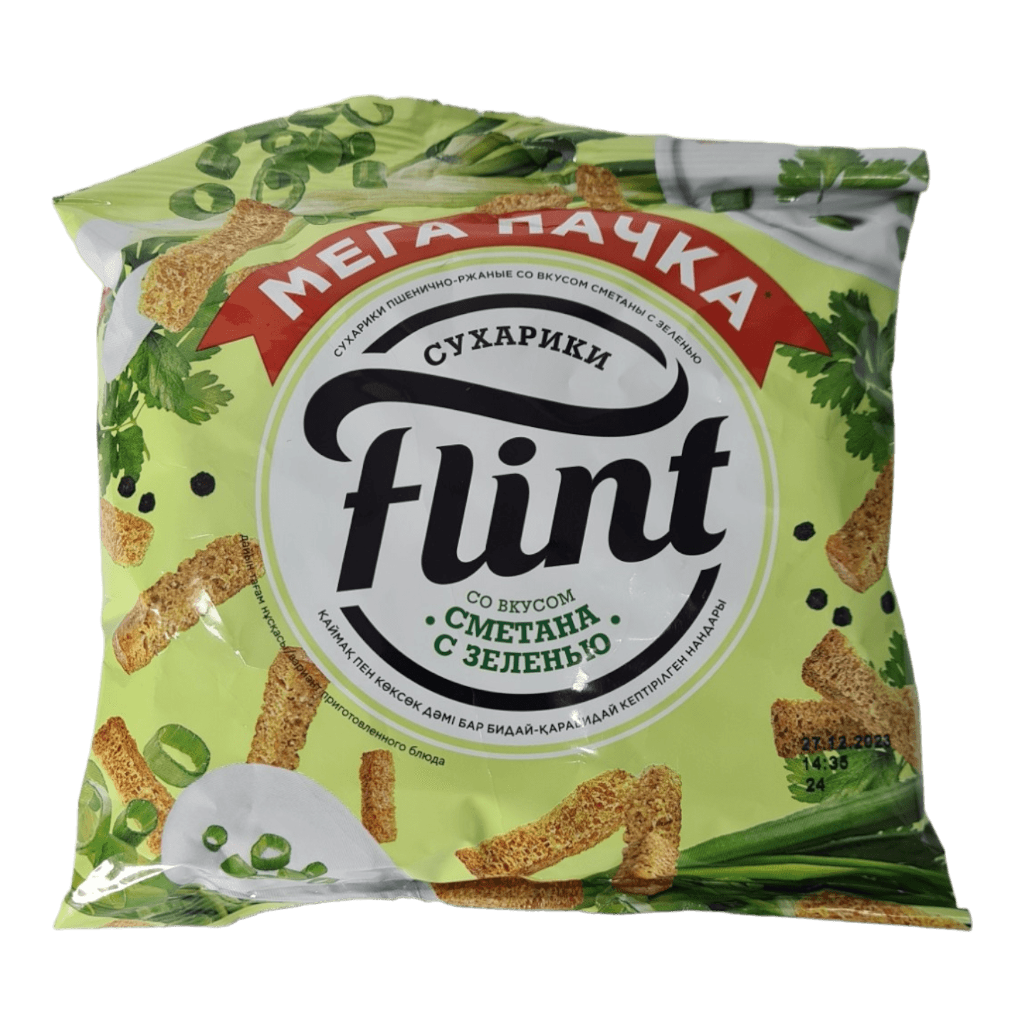 Сухарики пшенично-ржаные «Flint» сметана-зелень