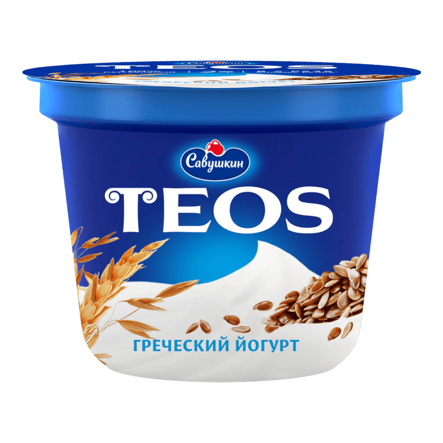 Йогурт «Греческий TEOS» 2% злаки с клетчаткой льна