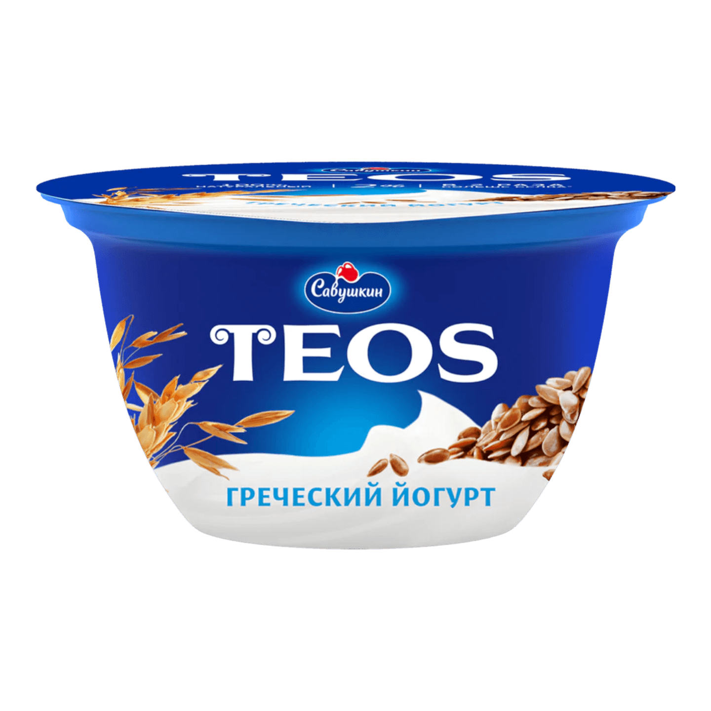 Йогурт греческий «Teos» 2% злаки с клетчаткой льна