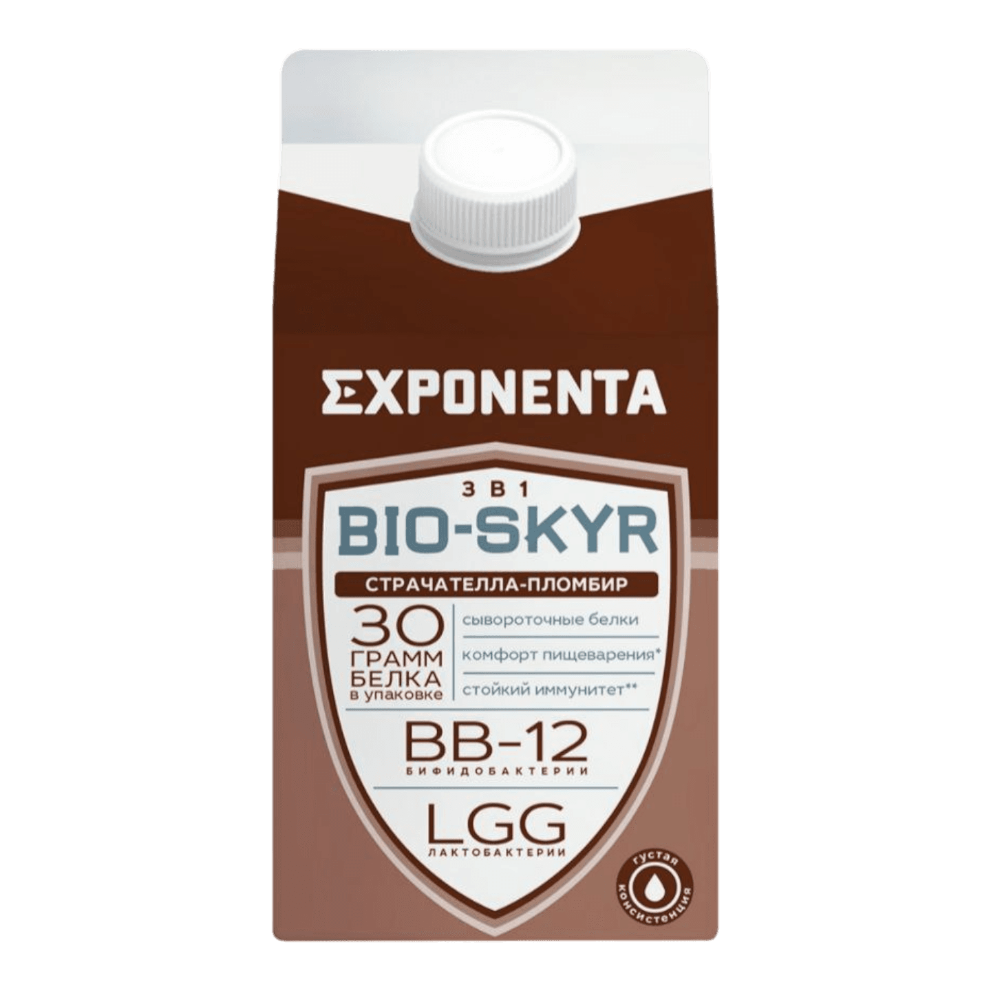 Продукт кисломолочный «Exponenta» страчателла-пломбир 