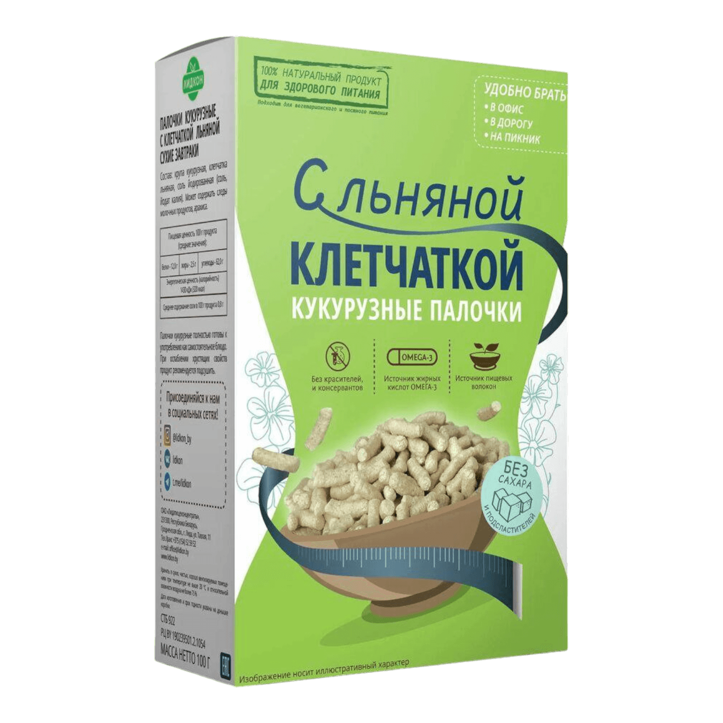 Кукурузные палочки «Лидкон» с льняной клетчаткой