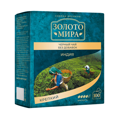 Чай черный «Золото Мира» крепкий 100 пакетиков