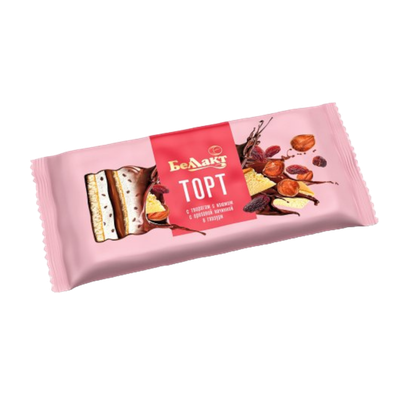 Торт творожный «Беллакт» 24% с изюмом и ореховой начинкой