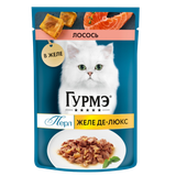 Корм влажный «GOURMET PERLE»  желе де-люкс с лососем