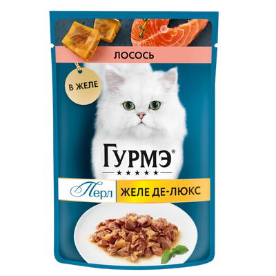 Корм влажный «GOURMET PERLE»  желе де-люкс с лососем