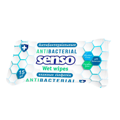 Влажные салфетки «Senso» антибактериальные 15шт