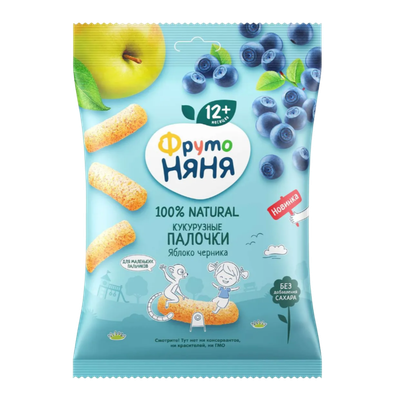 Палочки кукурузные «ФрутоНяня» яблоко-черника 