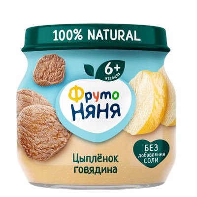 Пюре «ФрутоНяня» цыпленок-говядина с 6 месяцев 