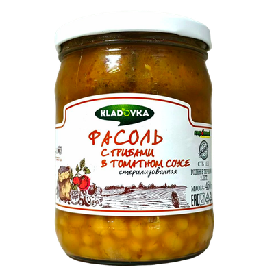 Фасоль «KLADOVKA» с грибами в томатном соусе