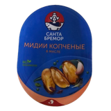 Мидии копченые «Санта Бремор» с чесноком в масле