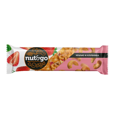 Батончик «NUT&GO» кешью-клубника