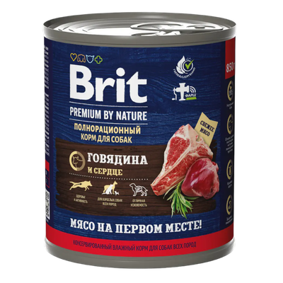 Кон­сер­вы для собак «Brit» говядина-сердце