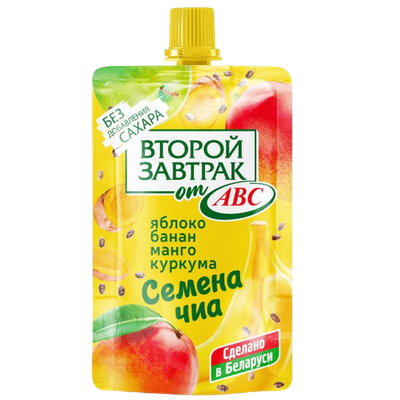 Десерт фруктовый «Второй завтрак» яблоко-банан-манго-куркума-чиа
