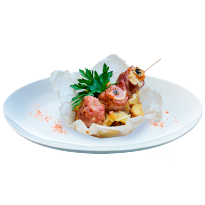 Свинина в беконе с сыром и шпинатом