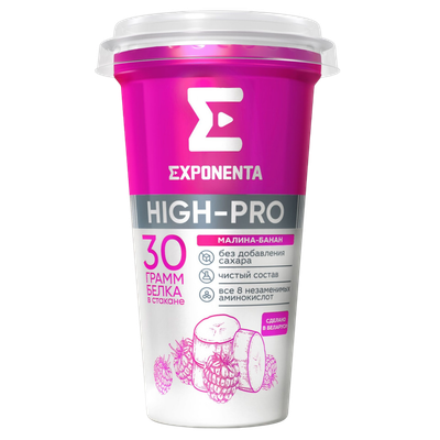 Напиток кисломолочный «Exponenta» HIGH-PRO малина-банан