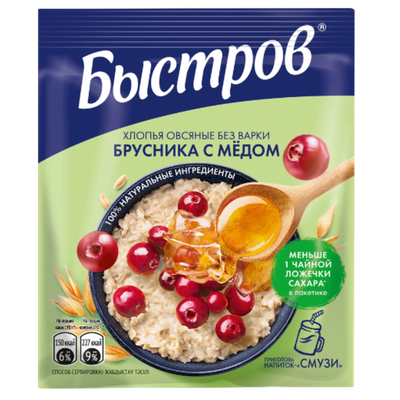 Хлопья овсяные «Быстров» брусника с медом