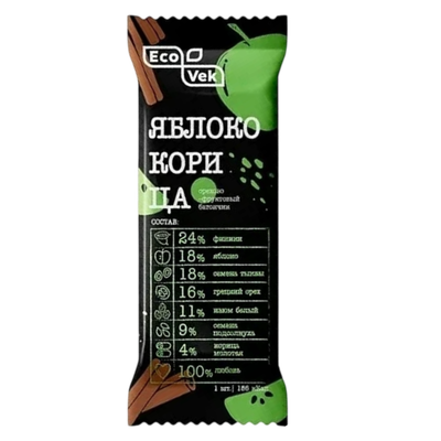 Батончик орехово-фруктовый «ECOVEK» яблоко-корица
