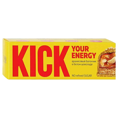 Батончик арахисовый «Kick» в белом шоколаде