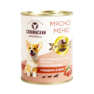 Консервы для собак «Мясное меню премиум» говядина в желе