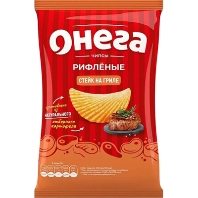 Чипсы рифленые «Онега» стейк на гриле